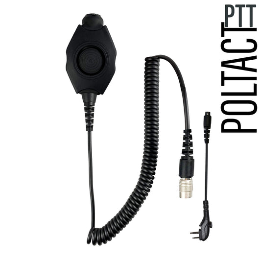 Tactical Radio Adapter/PTT for Headset w/ Quick Disconnect(Hirose): US/Civilian/"Peltor" Wiring, Select ComTac III, XPI Models & Select Helicopter Headsets - Hytera PD-501, PD-562, PD4 Series, TC-Series