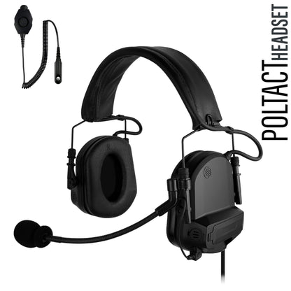 PolTact V1 Tactical Comms Headset w/ Active Hearing Protection - BaoFeng: UV9G, UV9R, UV9R Plus, UV9R Pro, BF-A58, BF-558, BF-N9, UV-XR, GT-3WP, BF-9700, UV-5S, BF-R760, UV-82WP
