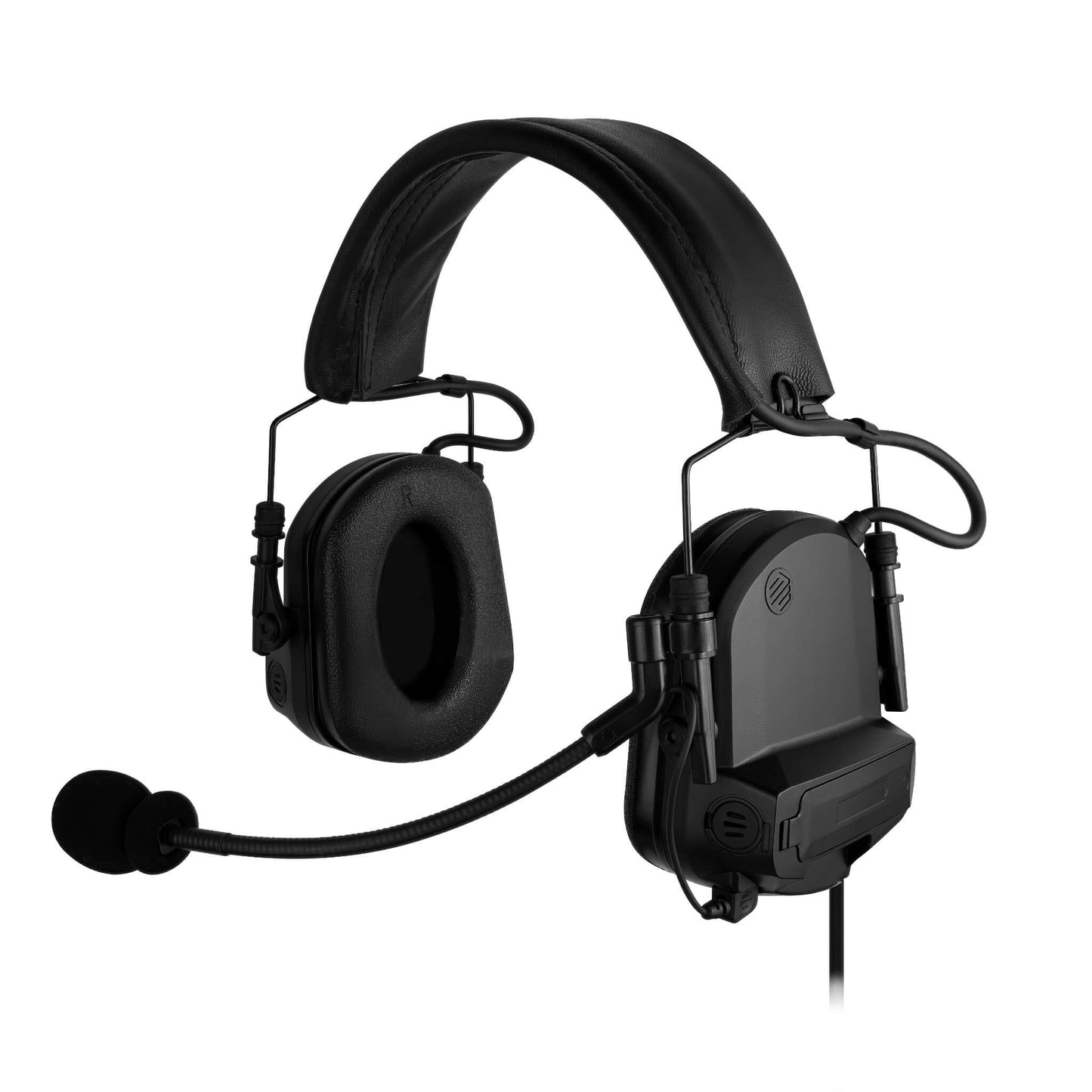 PolTact V1 Tactical Comms Headset w/ Active Hearing Protection & Quick Disconnect (Hirose) Adapter - Harris & M/A-Com 700P/Pi, 710P, P5100 / P7100 / P7200 Series & More