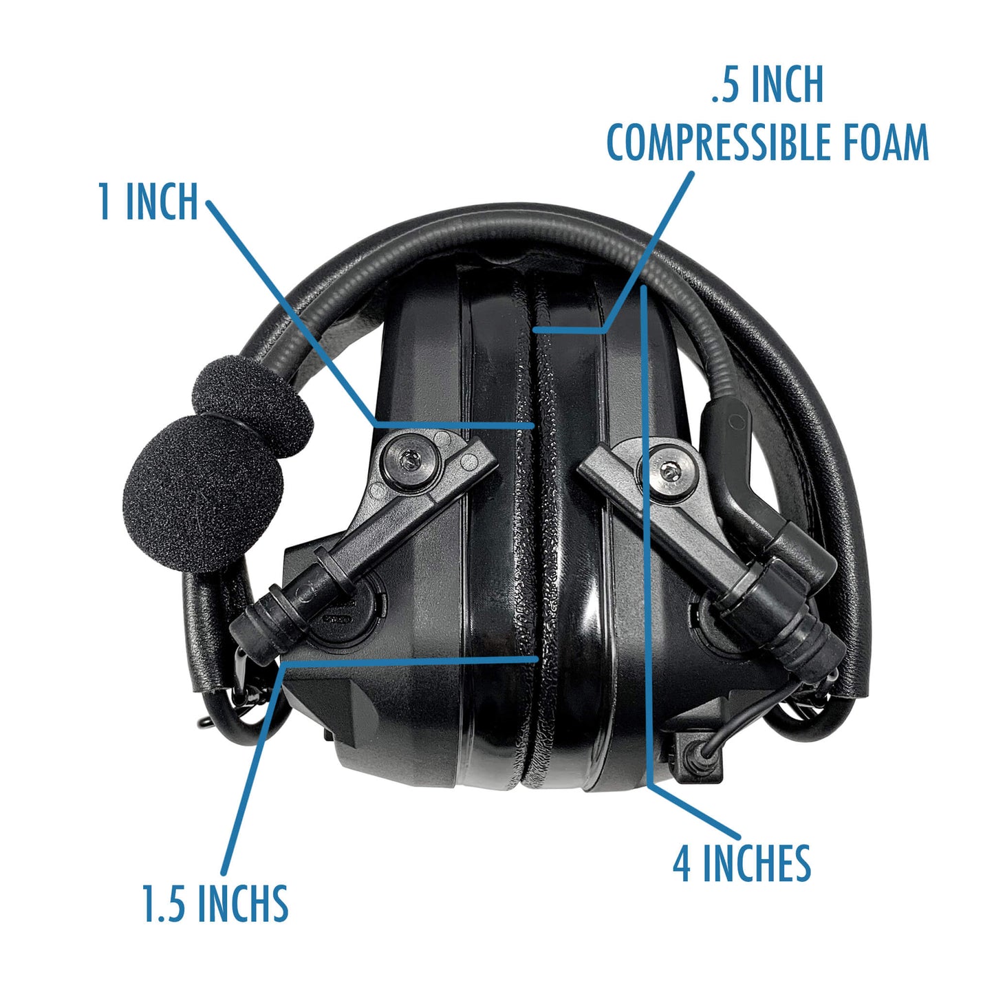 PolTact V1 Tactical Comms Headset w/ Active Hearing Protection - Harris/Thales/Tri- PRC, Falcon Series, MBITR Series, (NATO U229/U329 Connector)