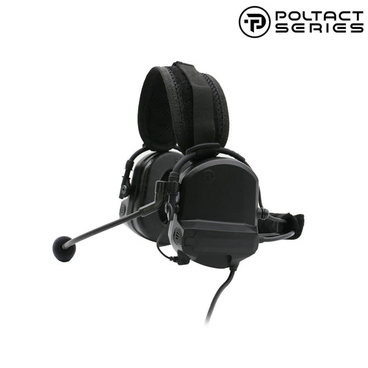 Tactical Radio Headset(Behind-The-Neck) w/ Active Hearing Protection - Neckband Headset Only - Compatible w/ Peltor, TCI, TEA
