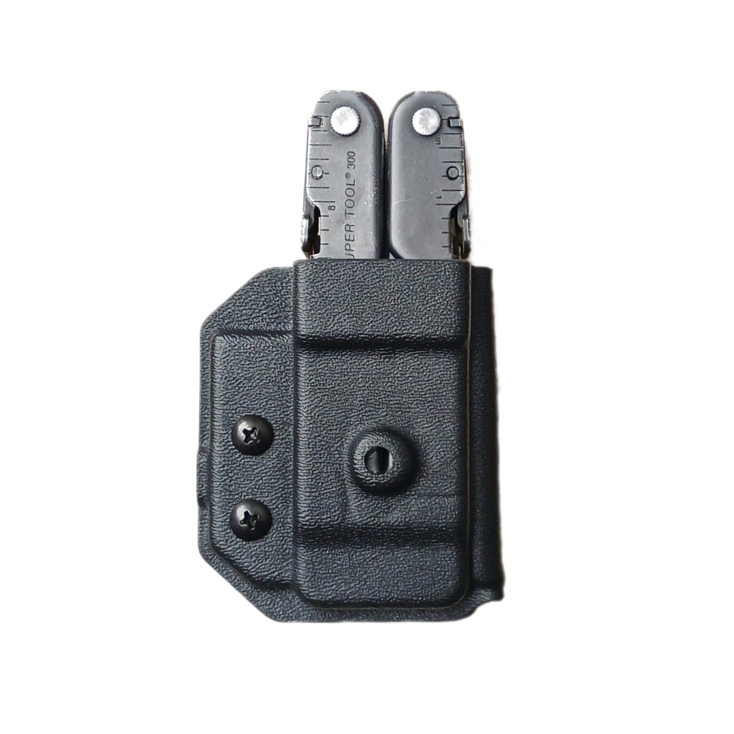 Main view of durable Leatherman Supertool holder with adjustable retention