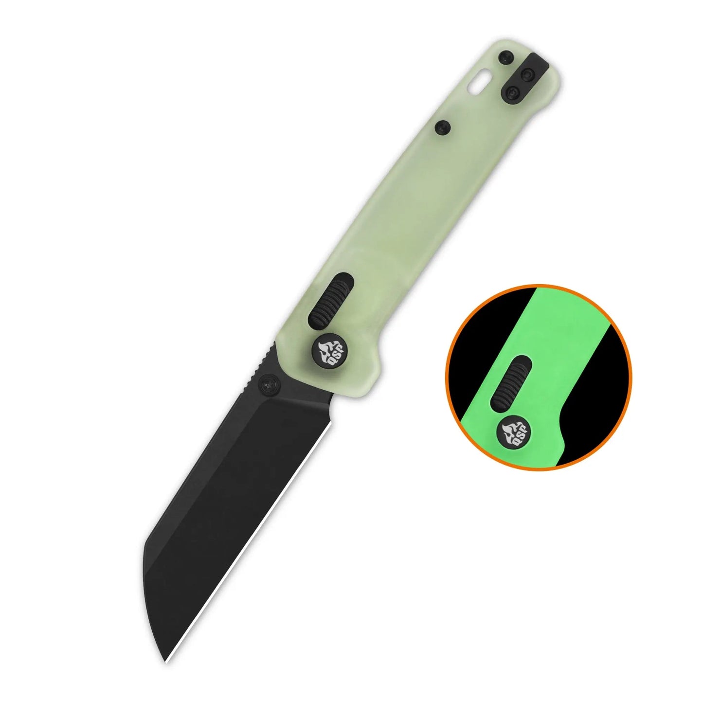 QSP Penguin Glyde Lock Black 14C28N Glow in the Dark Resin Folding Knife