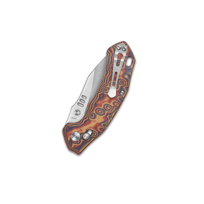 QSP Elk Stonewash 14C28N Yellow/Blue/Red Micarta Glyde Lock Folding Knife
