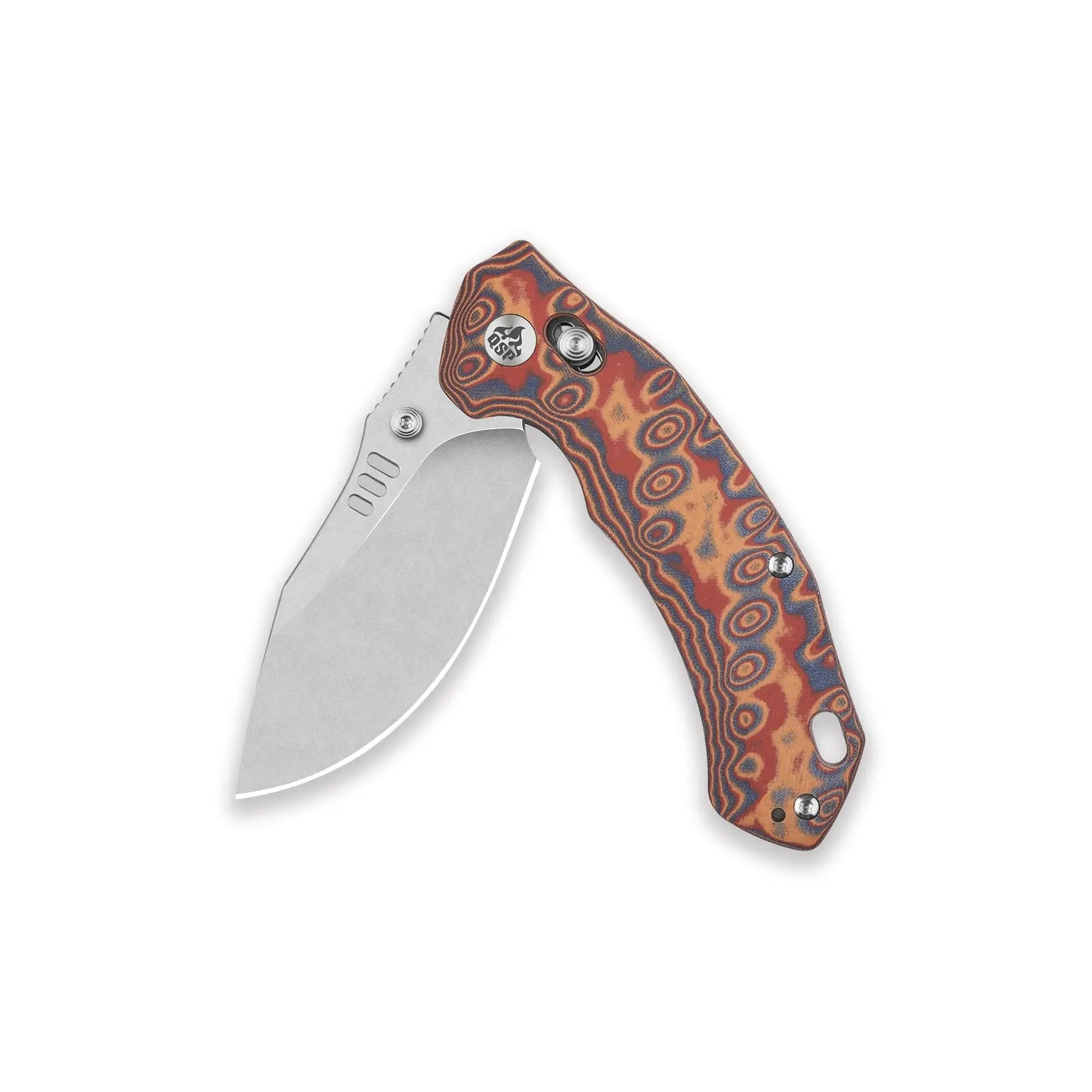QSP Elk Stonewash 14C28N Yellow/Blue/Red Micarta Glyde Lock Folding Knife