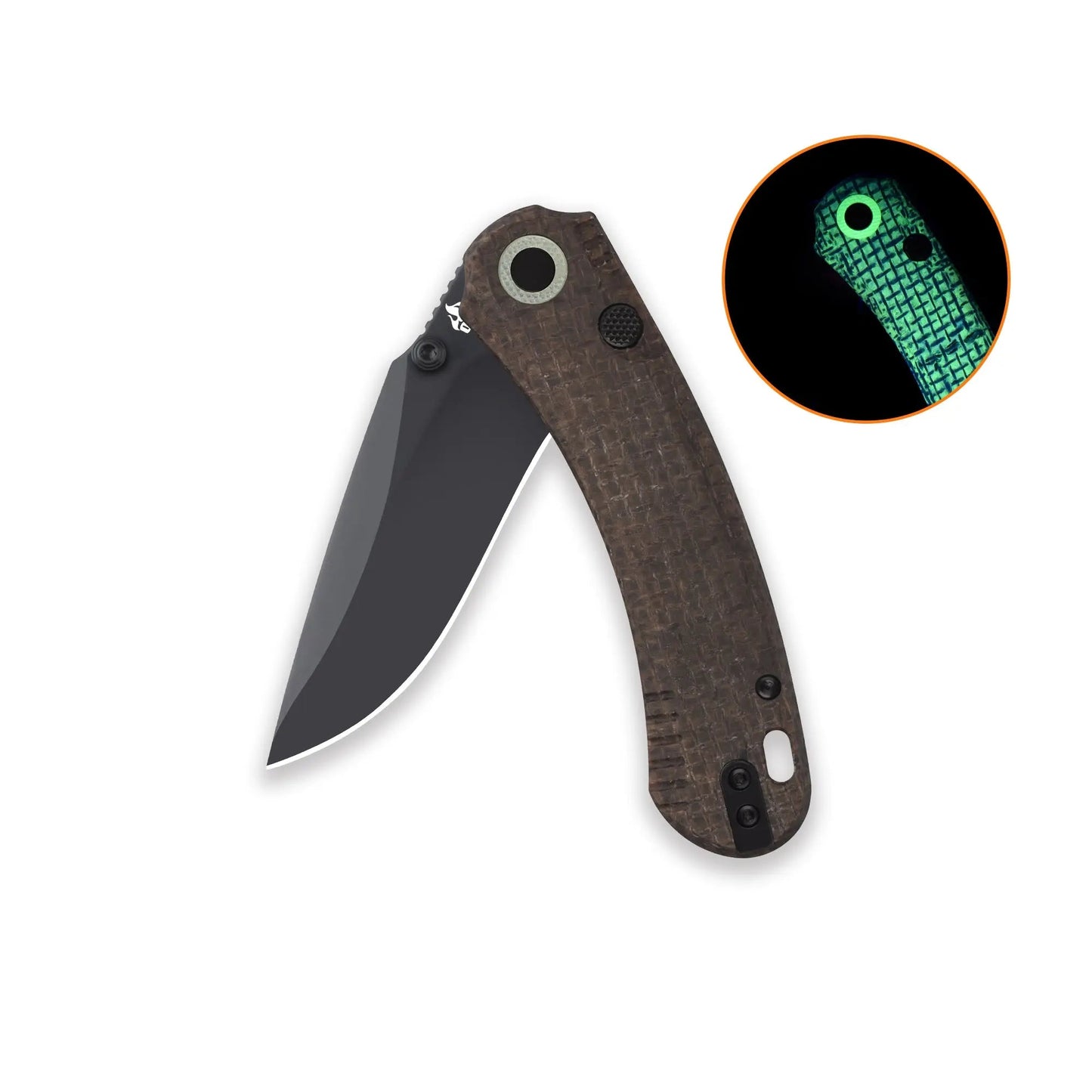 QSP Coyote Black Nitro V Glow in the Dark Brown Micarta Folding Knife