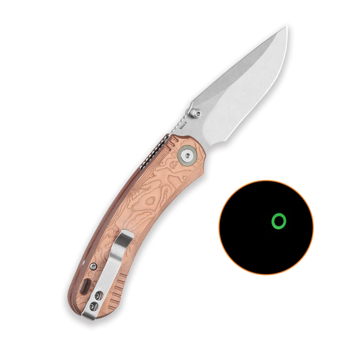 QSP Coyote Stonewash Nitro V Copper Foil G10 Folding Knife