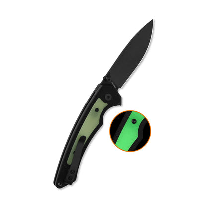 QSP Peregrine Black 10Cr15MoV Black G10 with Glow in the Dark Inlay Folding Knife