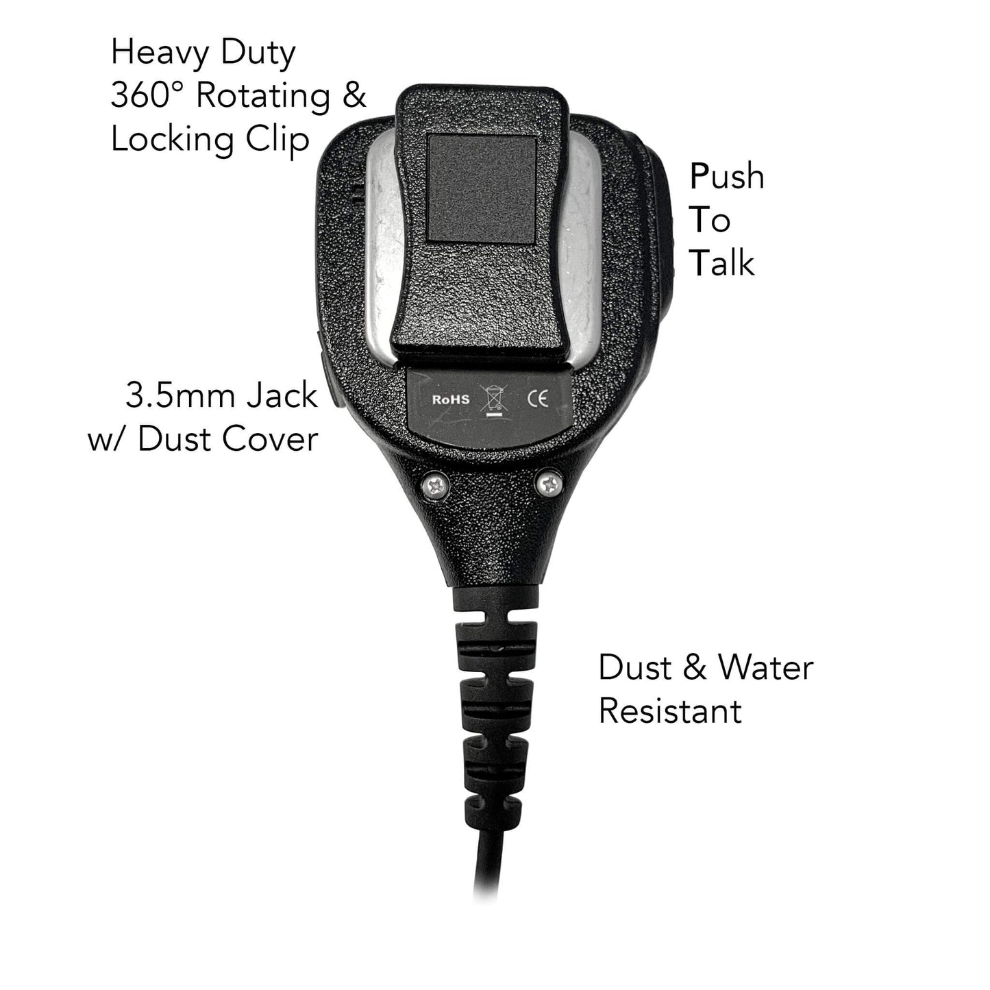 Straight Cable Loud Speaker Hand Mic w/ Quick Disconnect (Hirose) Connector - Relm/BK Radio Complete KNG & KNG2 Series