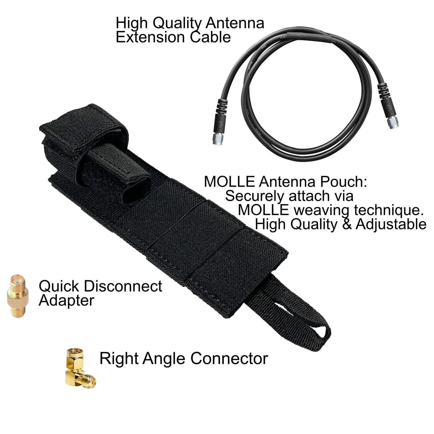 Tactical Antenna Relocation Kit(Black, Tan, or Green) - AnyTone, Retevis, Ailunce, Wouxun, Yaesu Radios