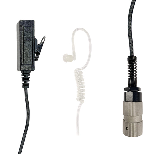 Tactical Braided Fiber Mic & Tube Earpiece Kit - Fits: Harris/Thales/Tri- PRC, Falcon Series, MBITR Series, (NATO U229/U329 Connector)