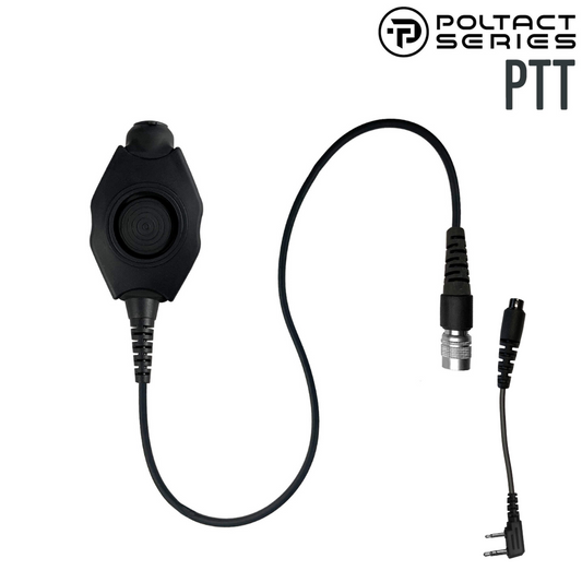 Tactical Amplified PTT(Straight Cable) for Headset w/ Quick Disconnect (Hirose): NATO/Military Wiring, Ops-Core, OTTO, Select Peltor Models, Helicopter - 2 Pin Kenwood, Baofeng, BTECH, Rugged Radios, Diga-Talk, TYT, AnyTone, Alinco, Relm/BK Radio, Retevis