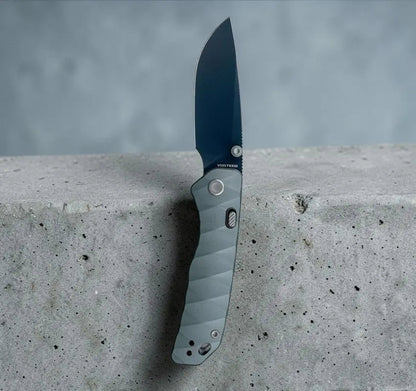 Vosteed Marten Gray Button Linerlock Lock Folding Knife