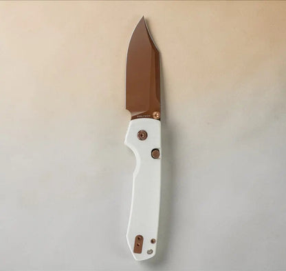 Vosteed Raccoon Button Lock Folding Knife Copper Dune