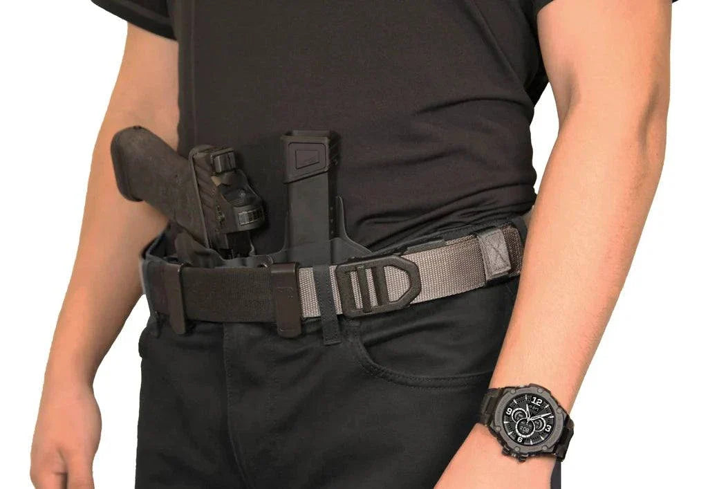 Belt protector sleeve installed on gun belt with holster attachment