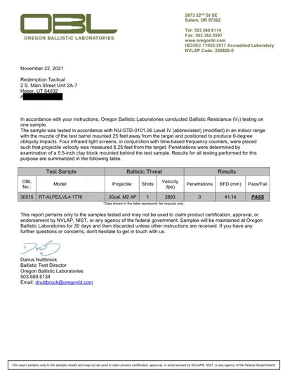 Redemption Tactical CRUSADER 2.0® V4 ARMOR FULL KIT COMBO PACKAGE LIGHTWEIGHT LEVEL IV  (2) 10x12 Front/Back Plates (2) 6x8 Side Plates (Level IV)