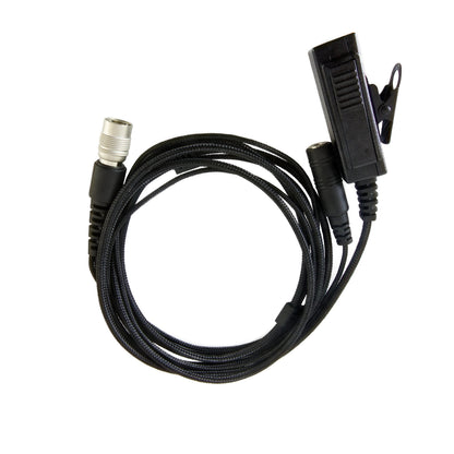 Braided Fiber Tactical Mic & Invisible Series Tubeless Earpiece Complete Kit w/ Quick Disconnect (Hirose) - Harris: All P5300 P5400 P5500 P7300 Series, XG-15/25/75, XL-45, XL-95 & More
