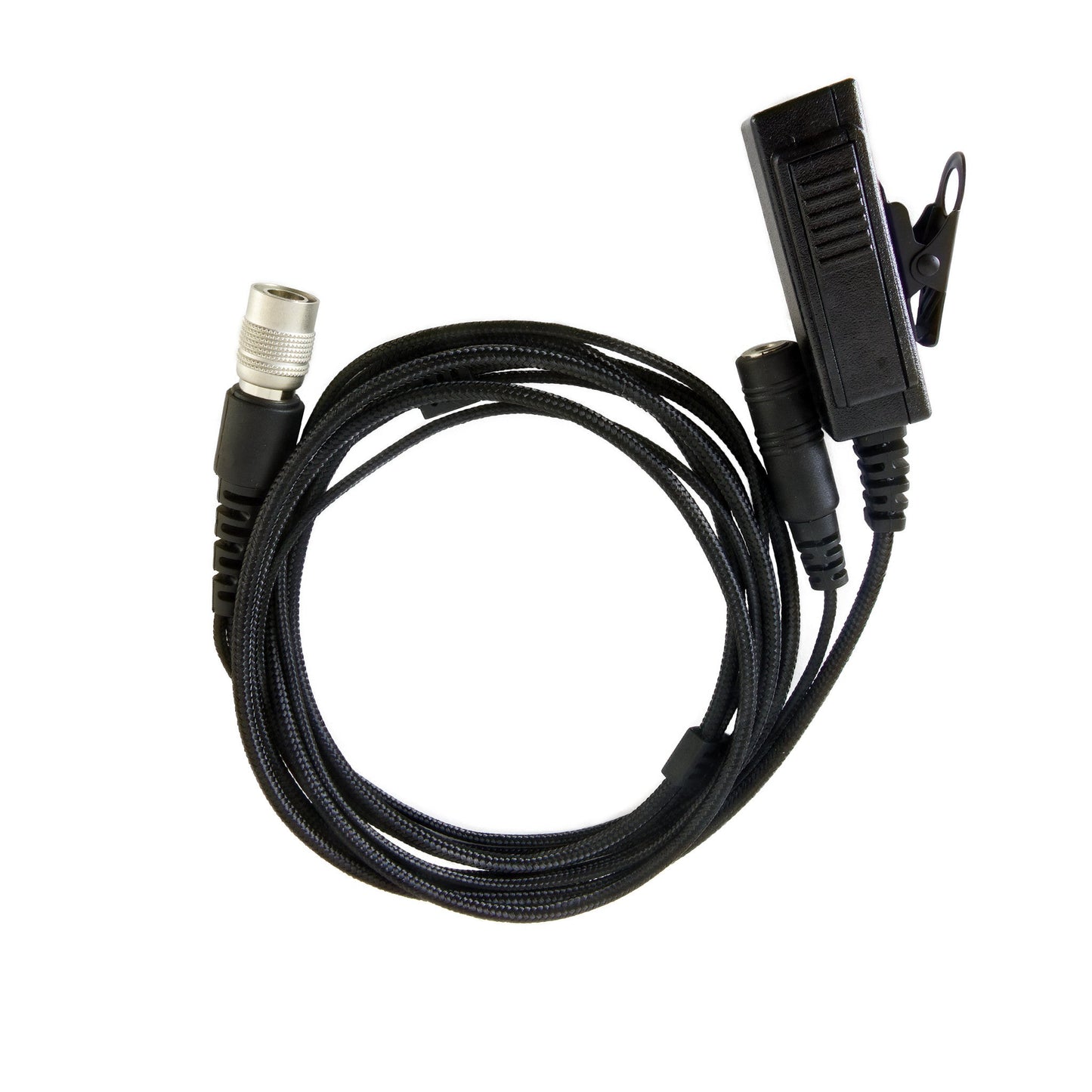 Braided Fiber Tactical Mic & Invisible Series Tubeless Earpiece Complete Kit w/ Quick Disconnect (Hirose) - Kenwood All Multi-Pin TK & NX Series